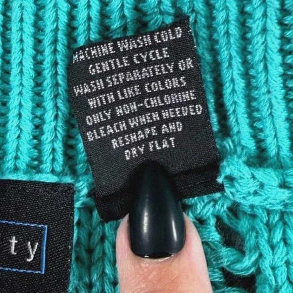 Relativity Teal Crochet Knit Cardigan Open Front Boho Tie Sweater Cottagecore - Picture 5 of 8